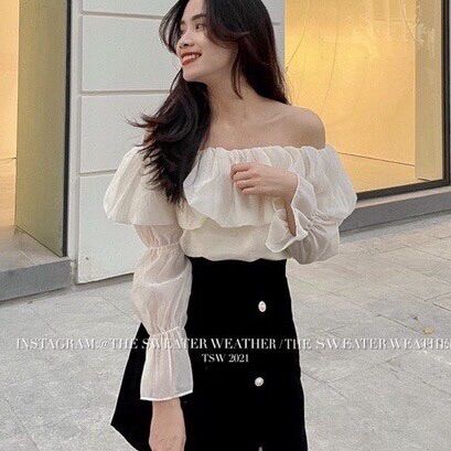 Áo bẹt vai công chúa tay bồng xinh tb17
