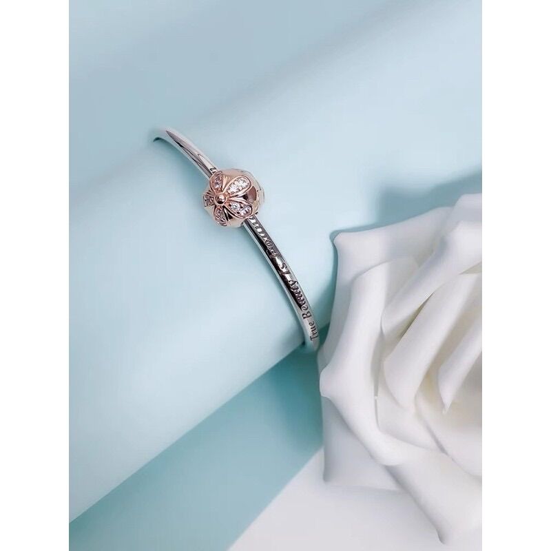 CHARM KHOÁ CHẶN VÀNG HỒNG ĐÍNH ĐÁ BẠC S925