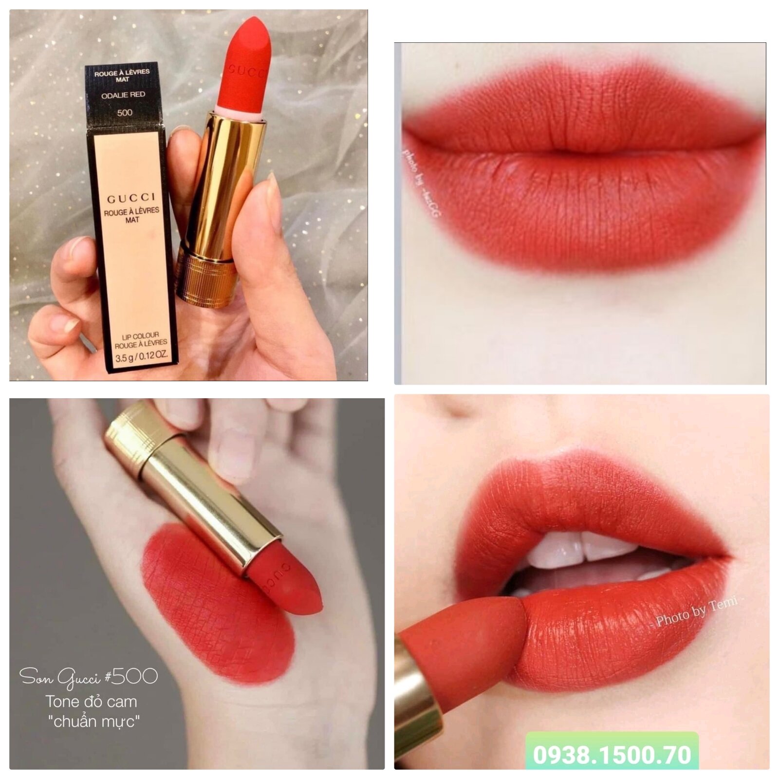 SON THỎI LÌ Gucci Rouge À Lèvres Mat Lip Colour 500 Odalie Red ĐỎ CAM