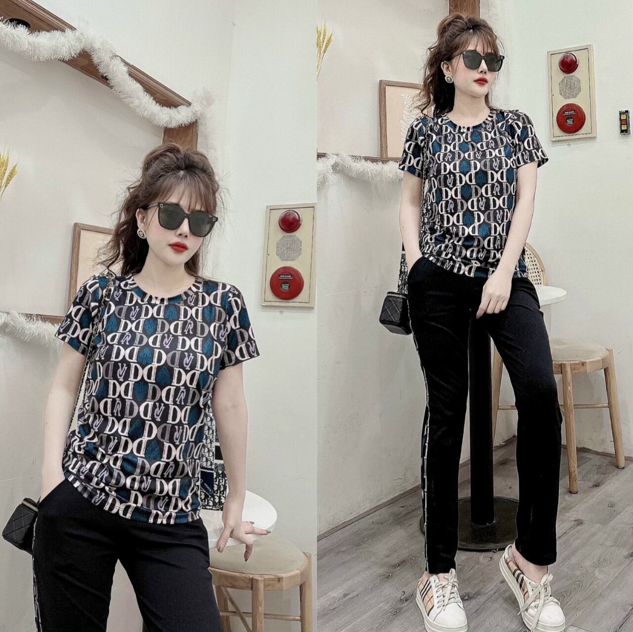 Sét bộ đồ nữ in họa tiết cao cấp