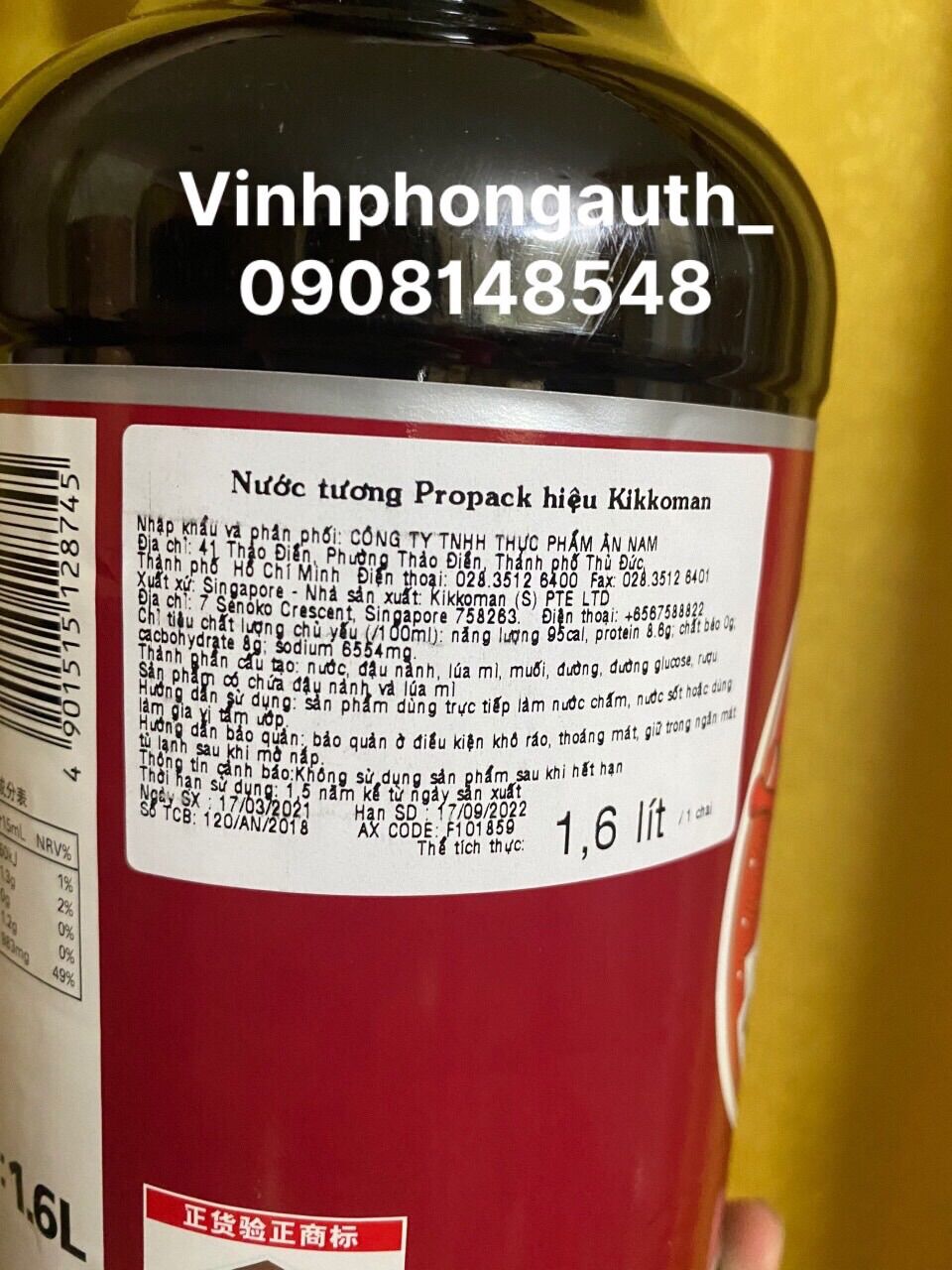 Nước tương kikkoman Propack 1L6