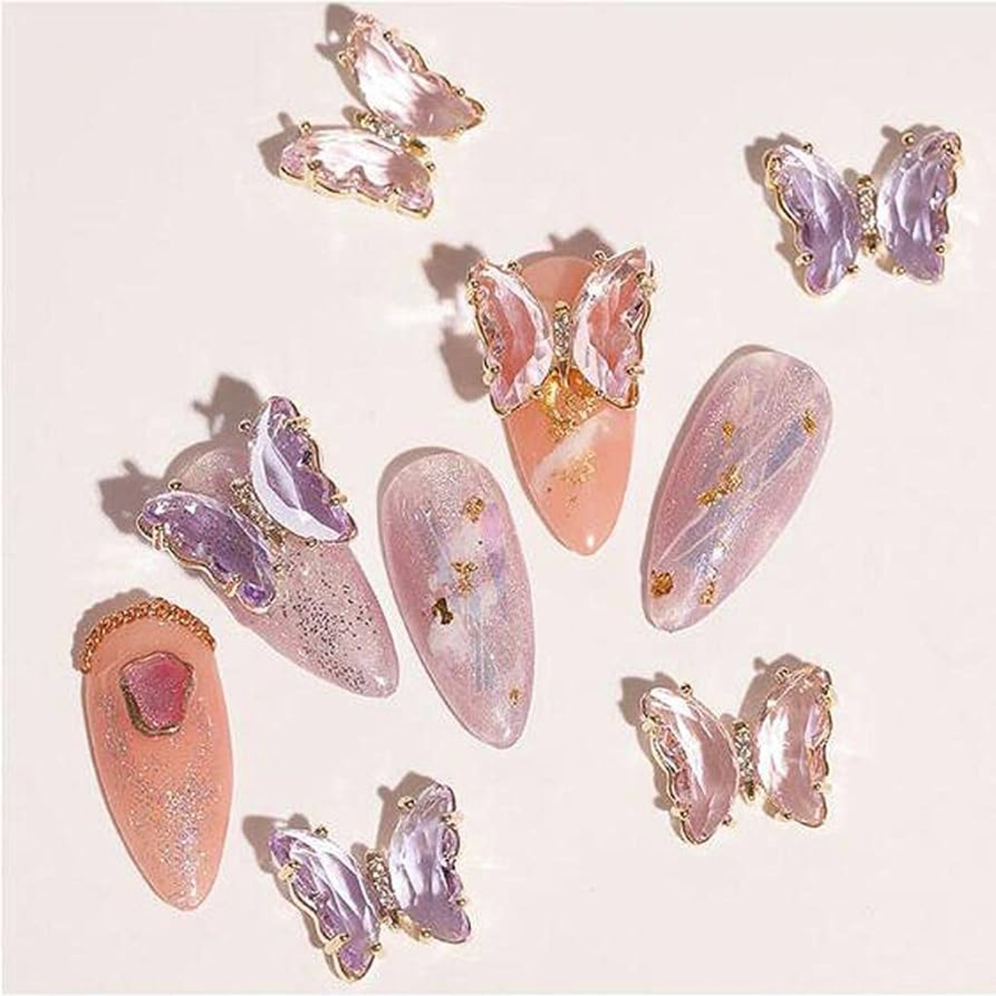Charm bướm đá đính móng trang trí nail