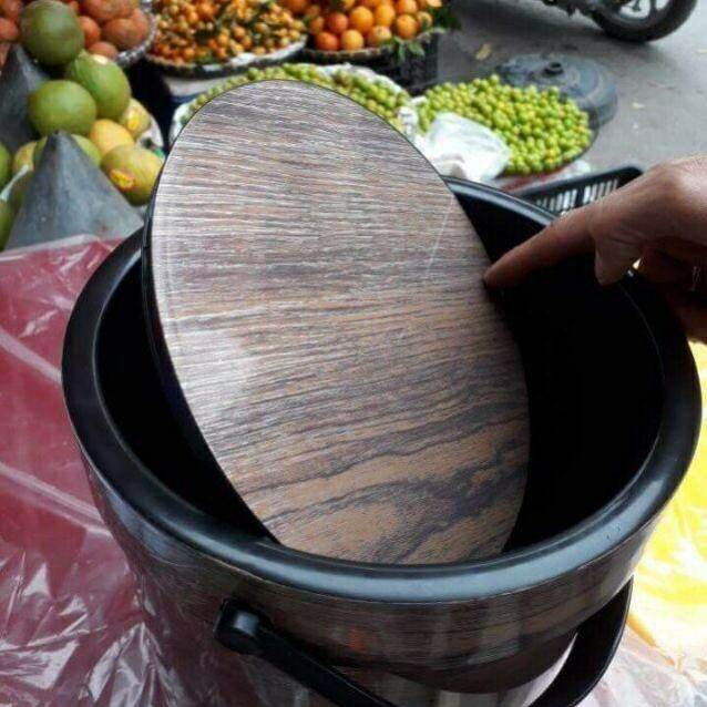 Thùng đựng rác lật giả vân gỗ Việt Nhật
