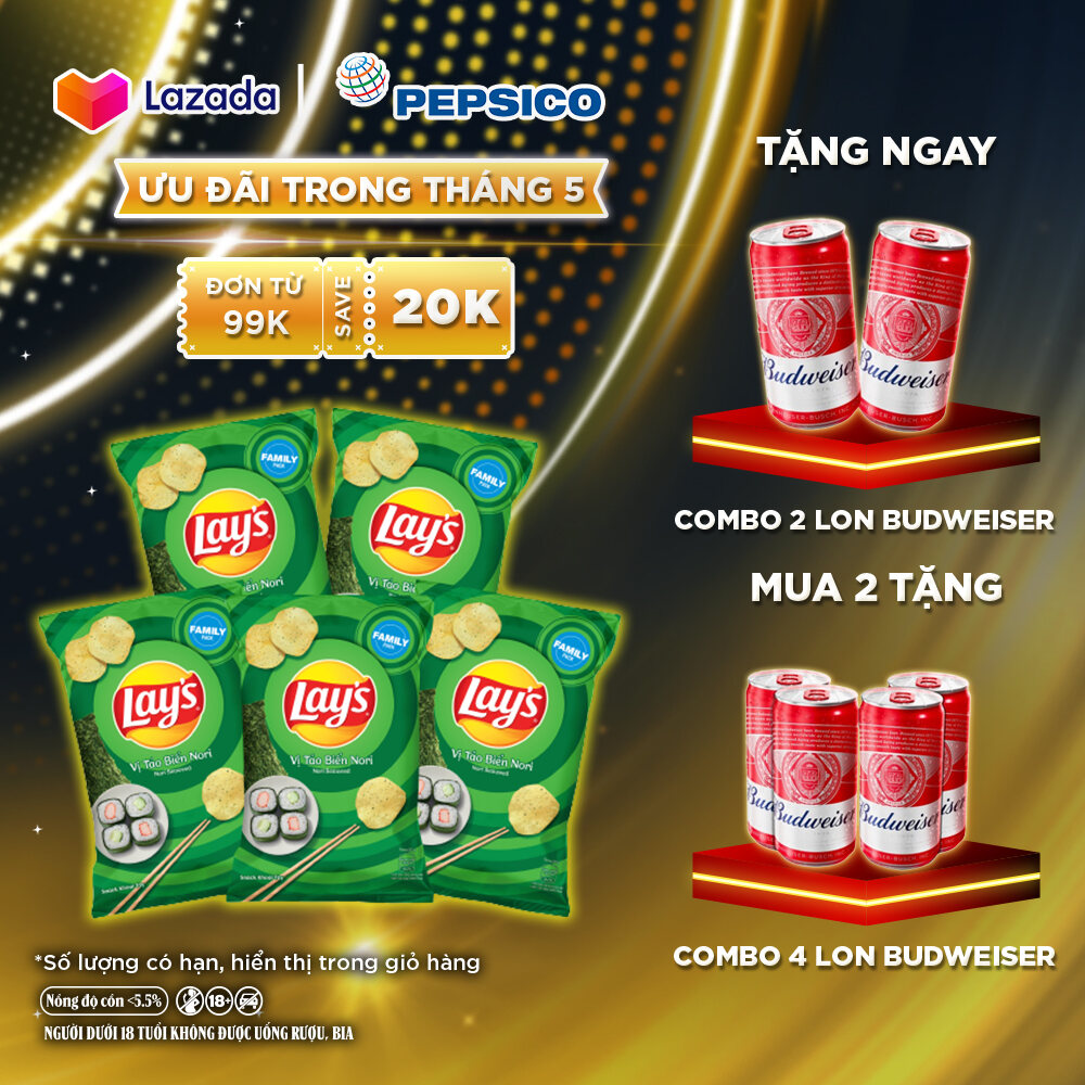 [DUY NHẤT 20H 4.5-7.5]  Combo 5 snack Lays Vị Tảo Biển Nori 150gr