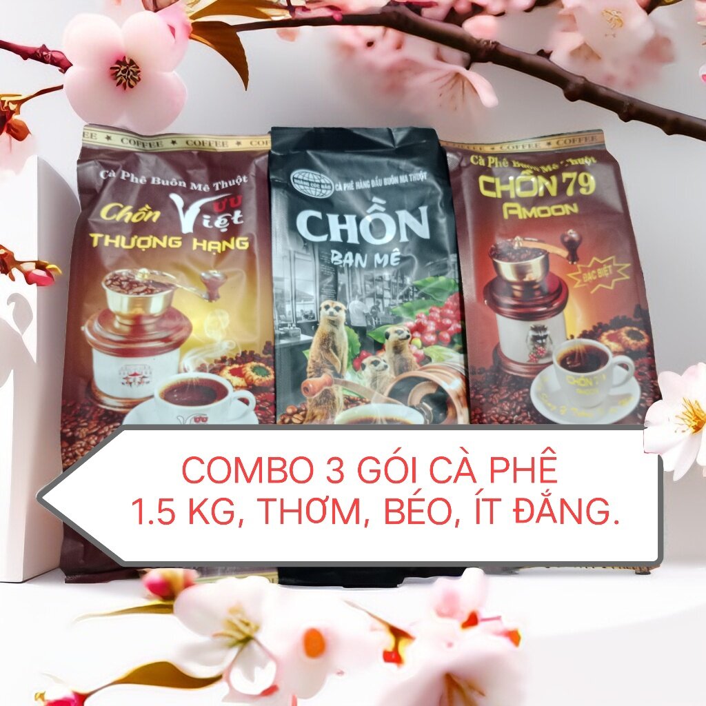 Combo 3 gói cà phê chồn=1.5kg, thơm, béo, ít đắng.