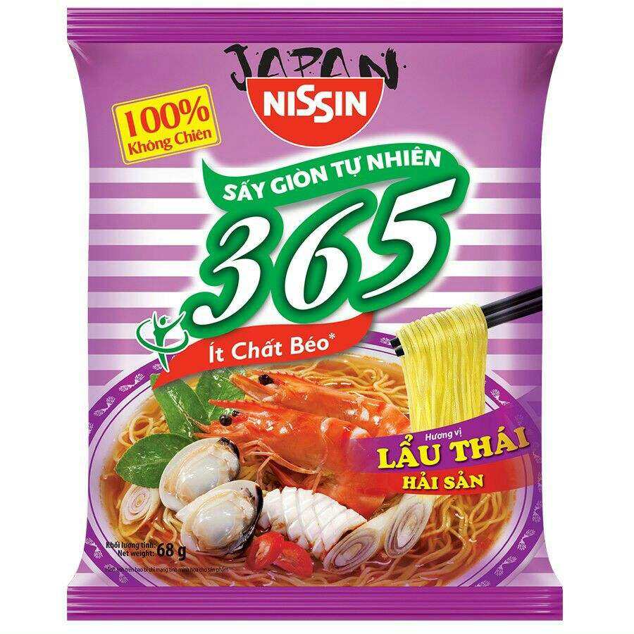1 thùng mì NISSIN 365 KO CHIÊN mix đủ vị thùng 20 gói