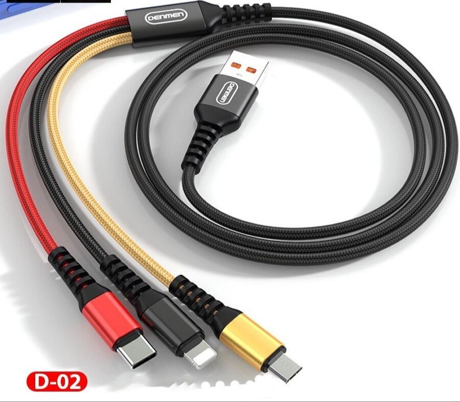 Cáp sạc dù 3 đầu Denmen D02E chính hãng
