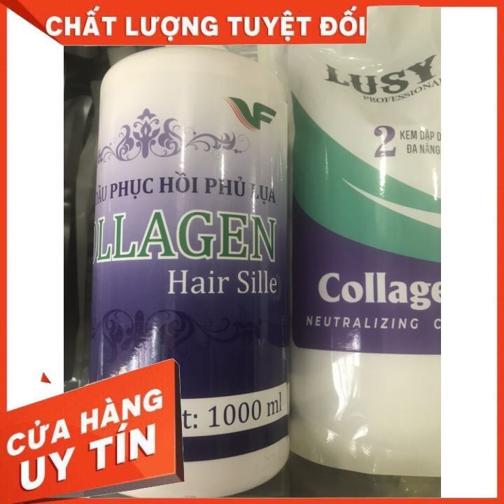Tinh dầu phục hồi phủ lụa collagien HAIRSILLE 1000ML là dòng phục hồi hư tổn pha uấn ,duỗi , nhuộm ,hấp