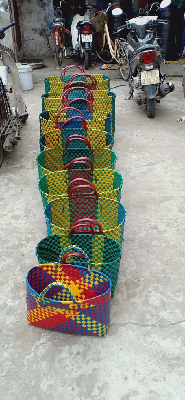 Làn đi chợ, giỏ xách đan tay loại trung 10 dây