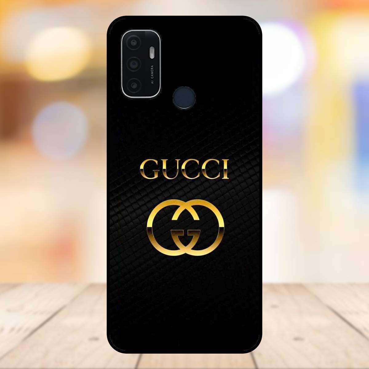 Ốp lưng điện thoại Oppo A53 viền đen thương hiệu Gucci thời trang