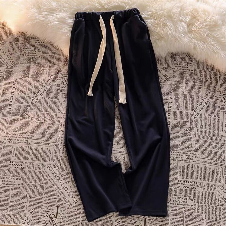 Quần ống rộng trơn cạp cao unisex