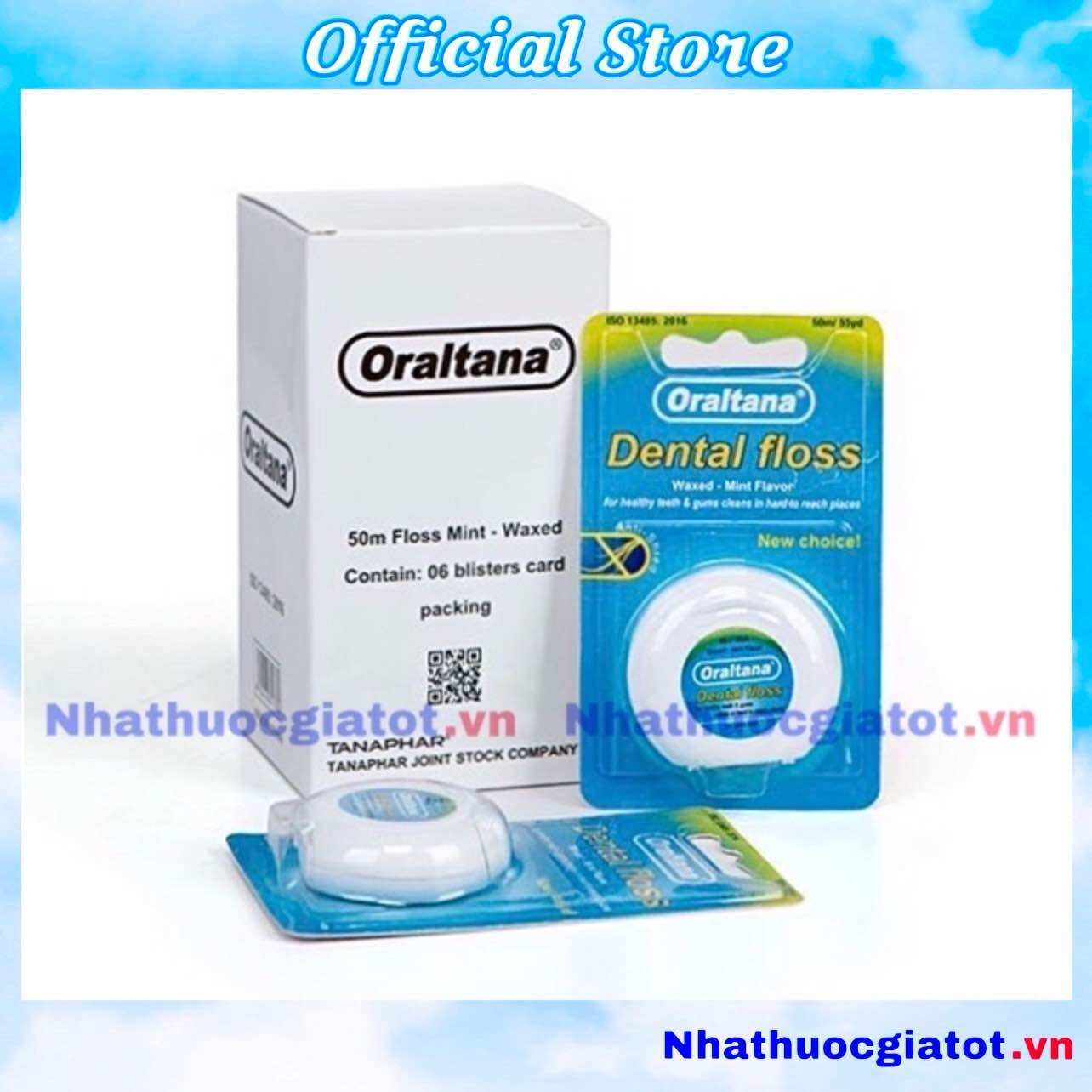 Chỉ nha khoa ORALTANA, đa sợi,chỉ kẽ răng hương bạc hà, cuộn dài 50m