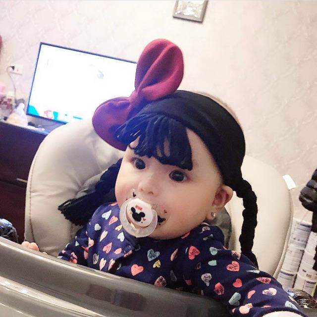 Băng đô tóc  len thắt bím co giản dể thương cho bé