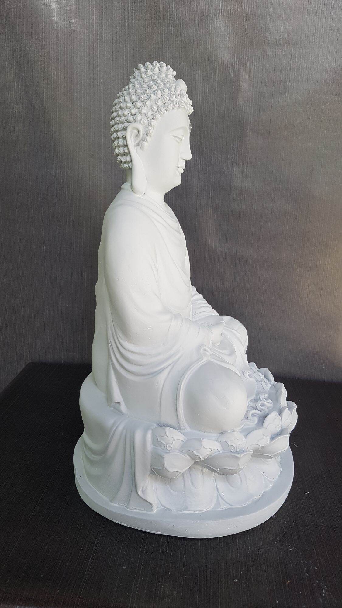 Tượng Đức Phật Thích Ca, cao: 45cm, màu trắng