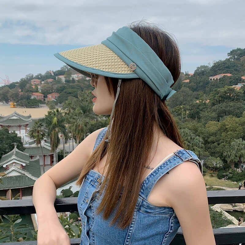 Nón cói nửa đầu rộng vành che nắng thời trang mùa hè cho nữ