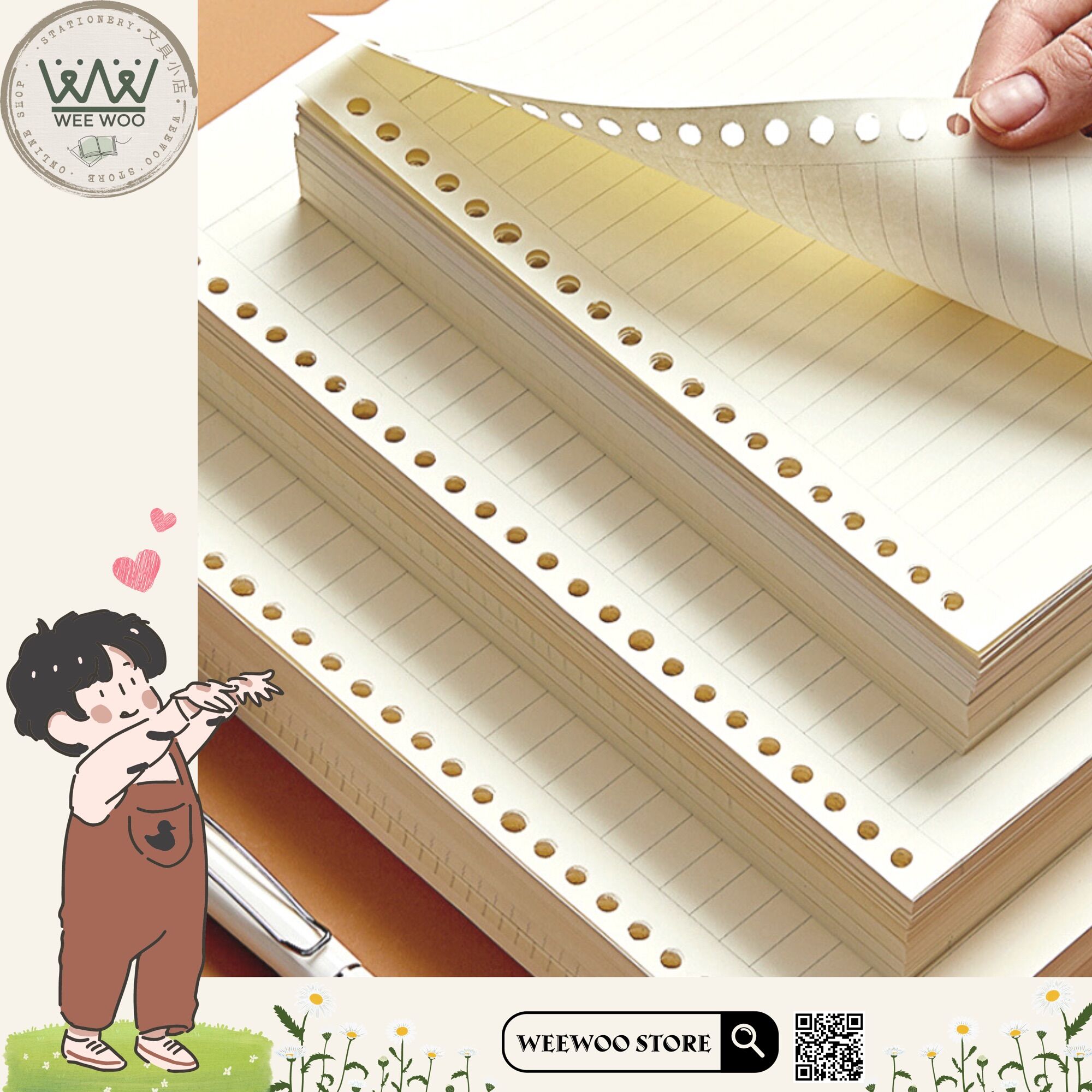 Giấy refill wengu 80gsm khổ a5 b5 ruột sổ còng 60 tờ- weewoo store