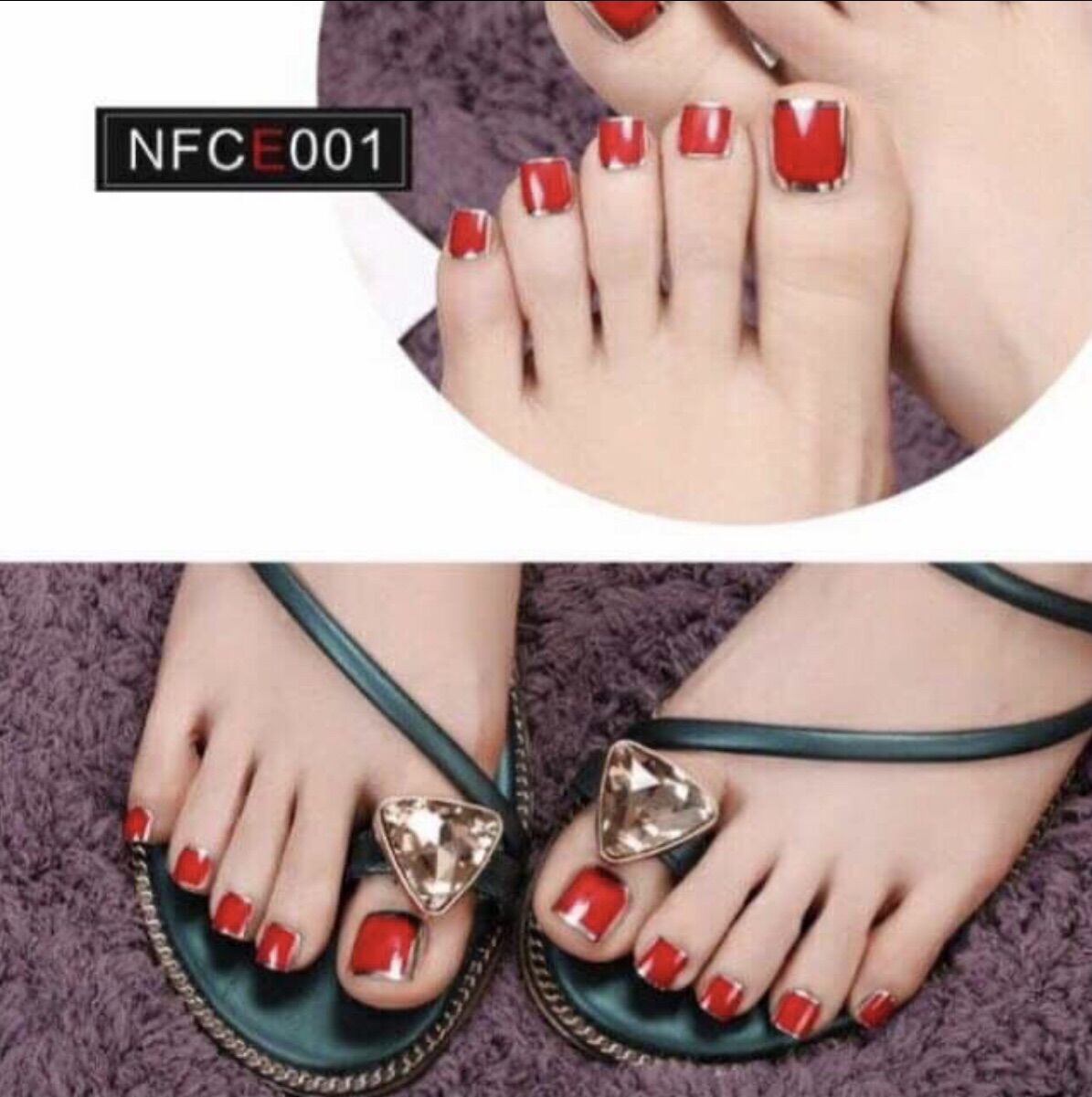 Bộ 24 móng chân giả Gucci lên chân cực đẹp