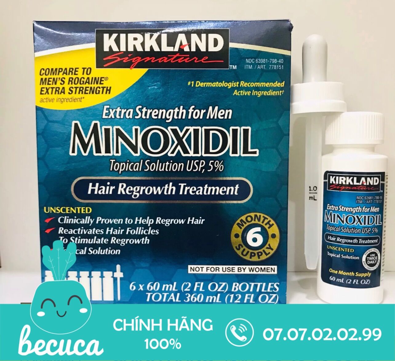 Minoxidil 5% Kirkland dung dịch mọc râu và tóc hiệu quả của Mỹ