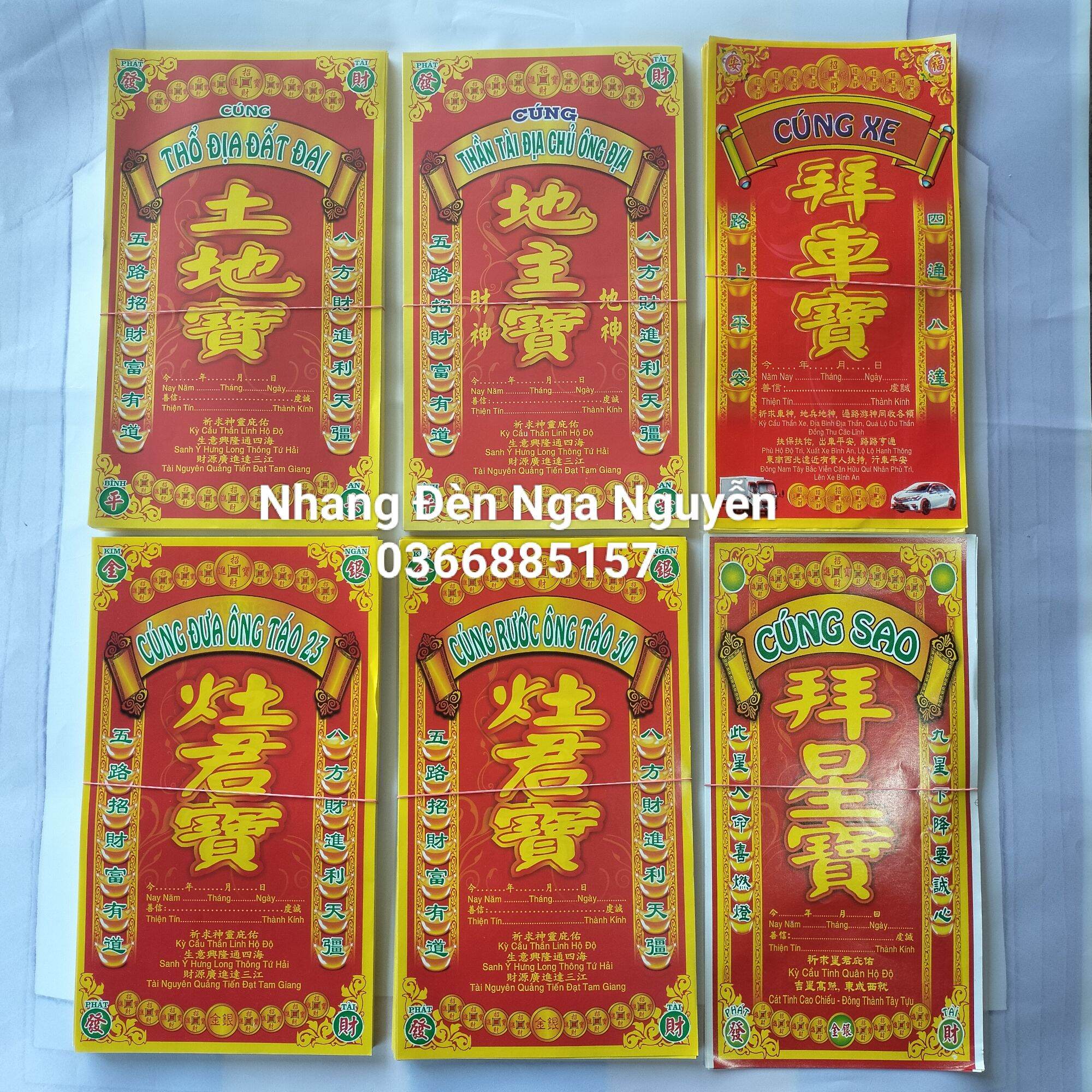 Các loại sớ giấy cúng các loại kèm theo bộ cúng