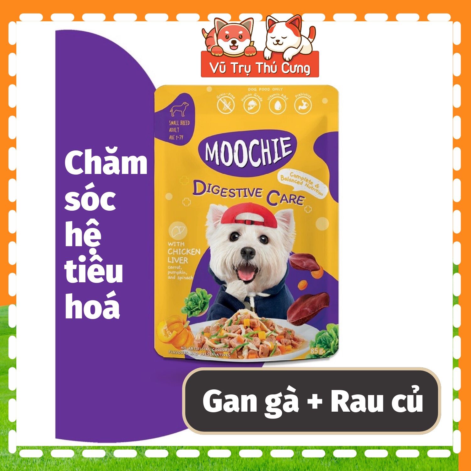 Pate Moochie Sốt Bò, Gà, Rau củ quả dành cho Chó mọi lứa tuổi 85g