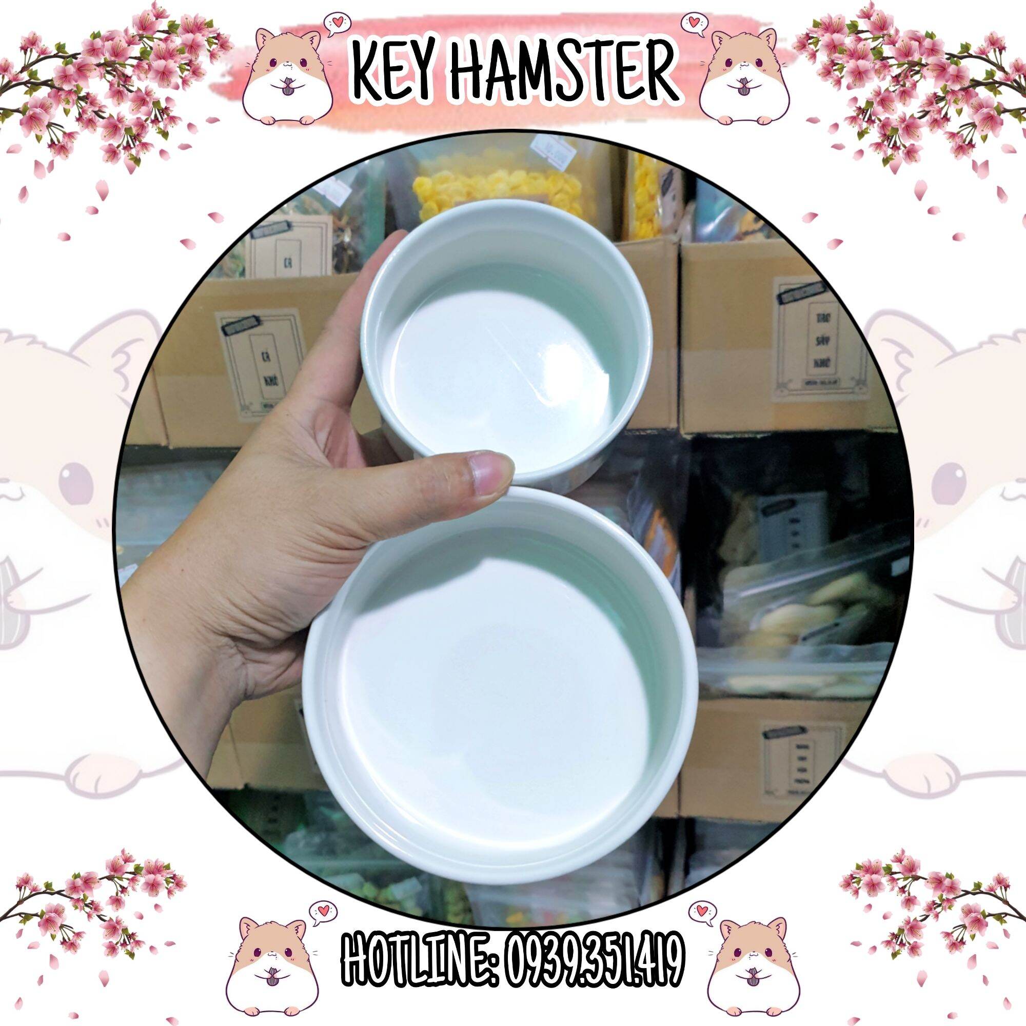 Chén ăn tròn trắng - Chén đựng thức ăn cho hamster, thỏ, bọ,...