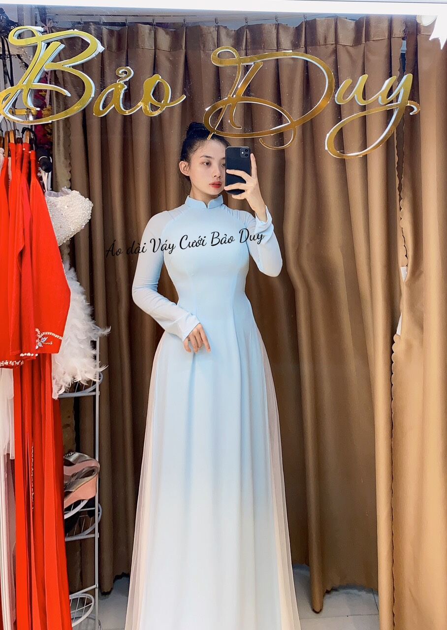 Áo dài lễ tân trơn 4 tà nhiều màu có bigsize