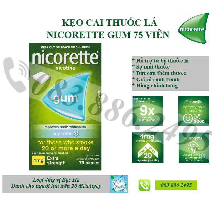 CAI THUỐ.C LÁ NICORETTE CÁC LOẠI HÀNG ÚC