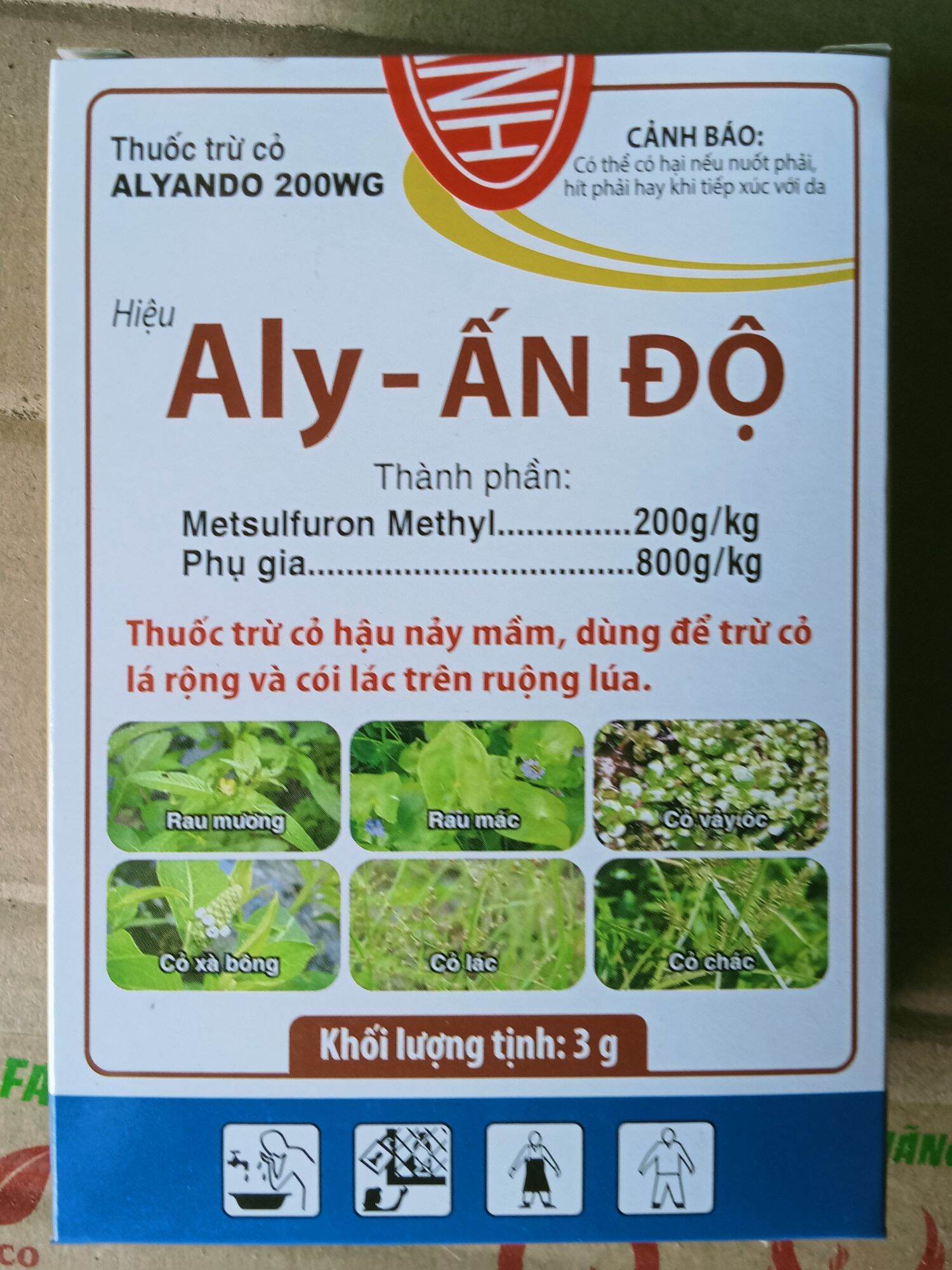 THUỐC TRỪ CỎ ALY- Ấn Độ. Trừ cỏ hậu nảy mầm tác động nội hấp chọn lọc và lưu dẫn dùng để trừ cỏ lá rộng và cói lác trên ruộng lúa.
