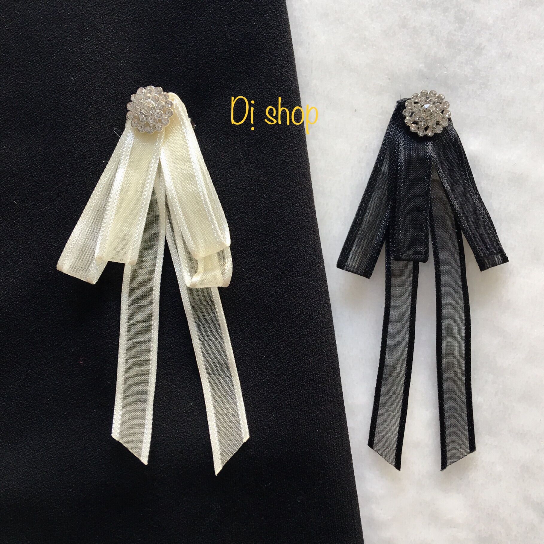 Nơ đính đá có 2 màu size tầm 10cm dài