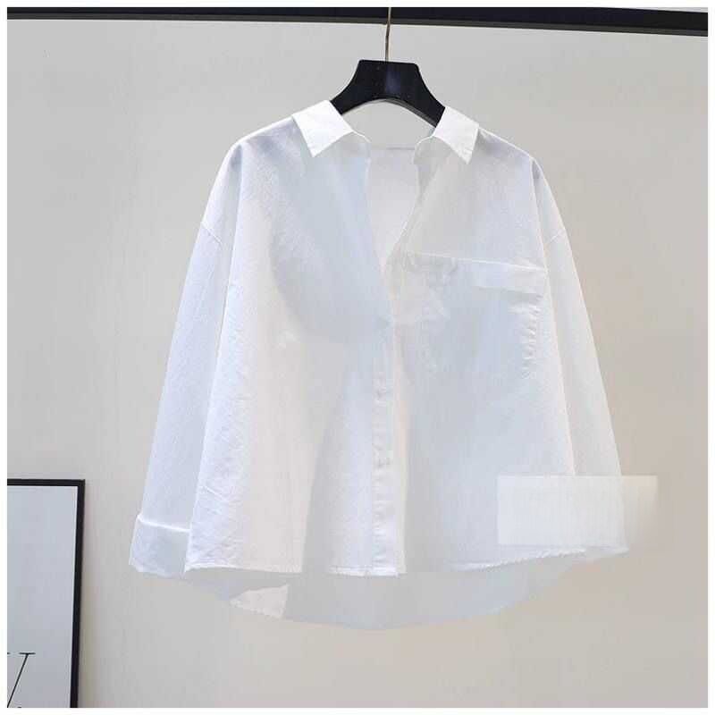 Áo Sơ Mi Cotton Dài Tay Màu Kaki Mới Cho Nữ Áo Khoác Ngoài Thường Ngày Áo Sơ Mi Dài Tay Mùa Thu Áo S