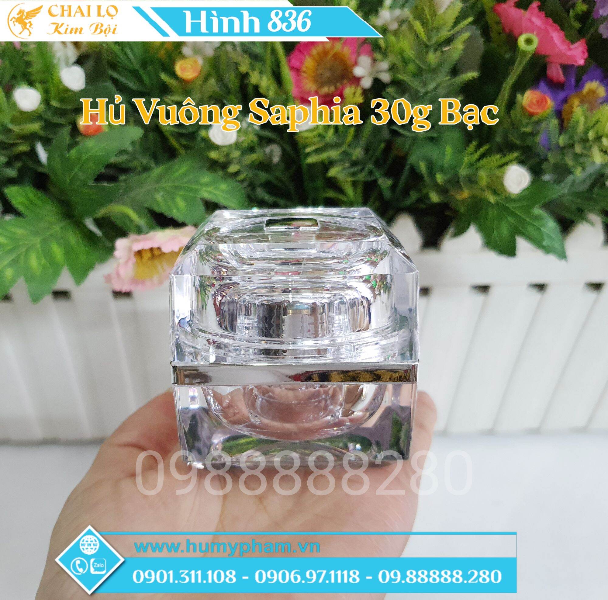 Lọ chiết mỹ phẩm - hủ vuông saphia 30g