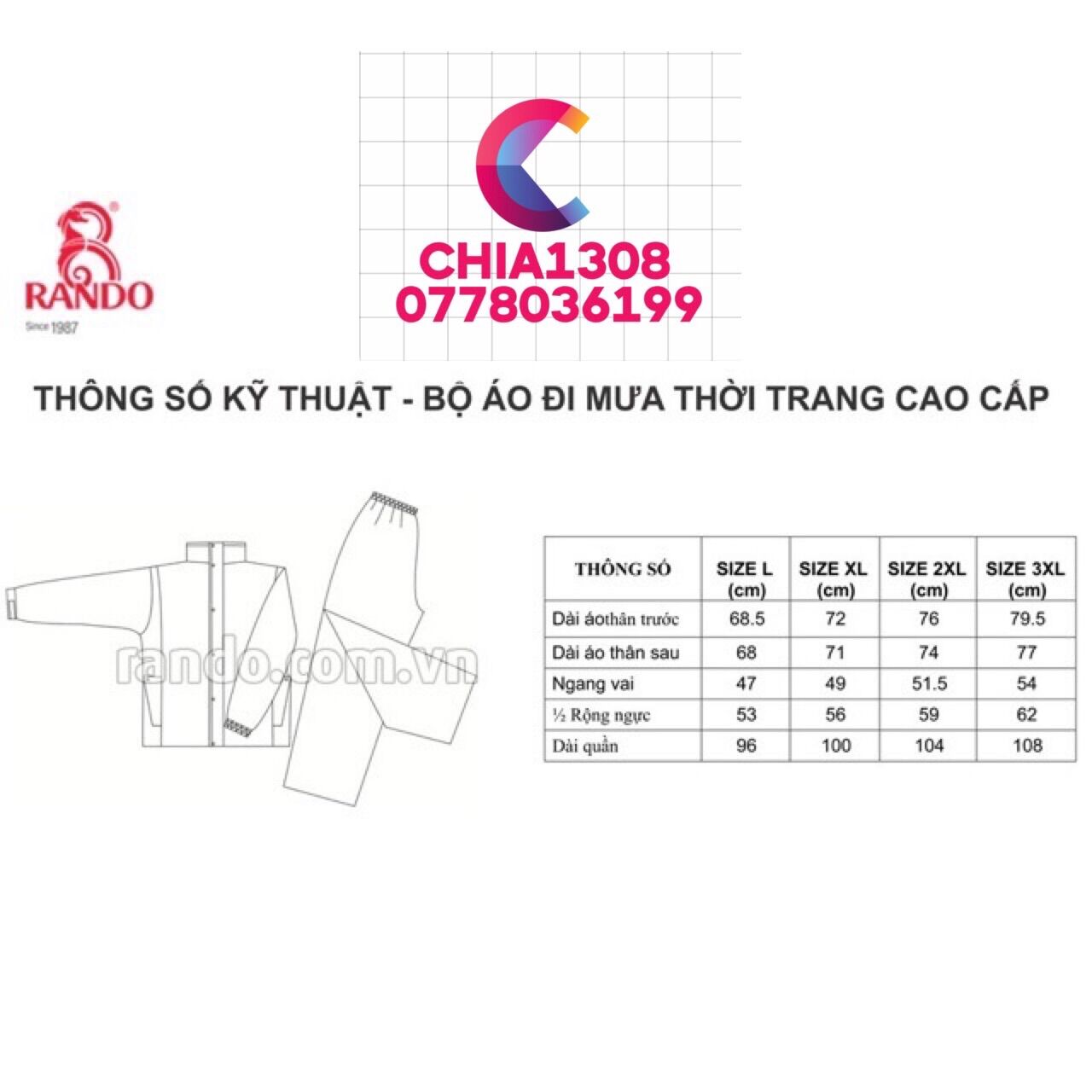ÁO MƯA BỘ THỂ THAO CAO CẤP CỦA RANDO( sỉ ib)