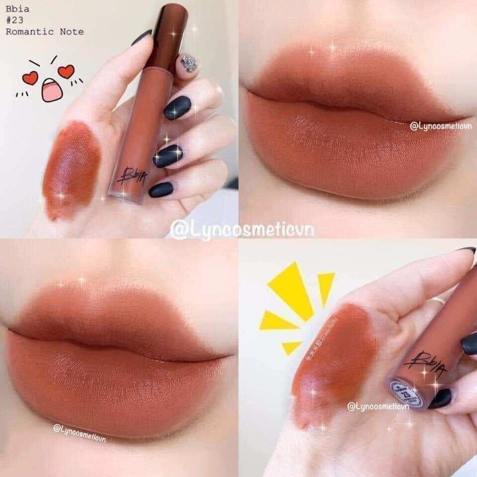 Son bbia last velvet lip tint #23 là tông cam đất chất son mướt. mịn .lì 5g .hàn quốc