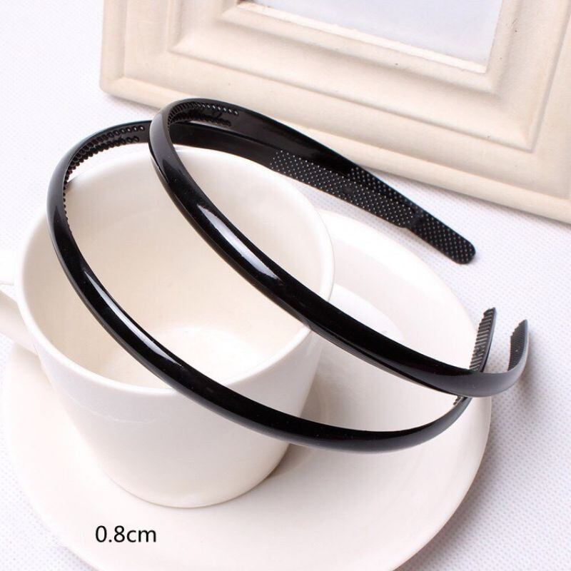 Combo 4 cái Bờm cài tóc màu đen 8mm (nhựa mềm)