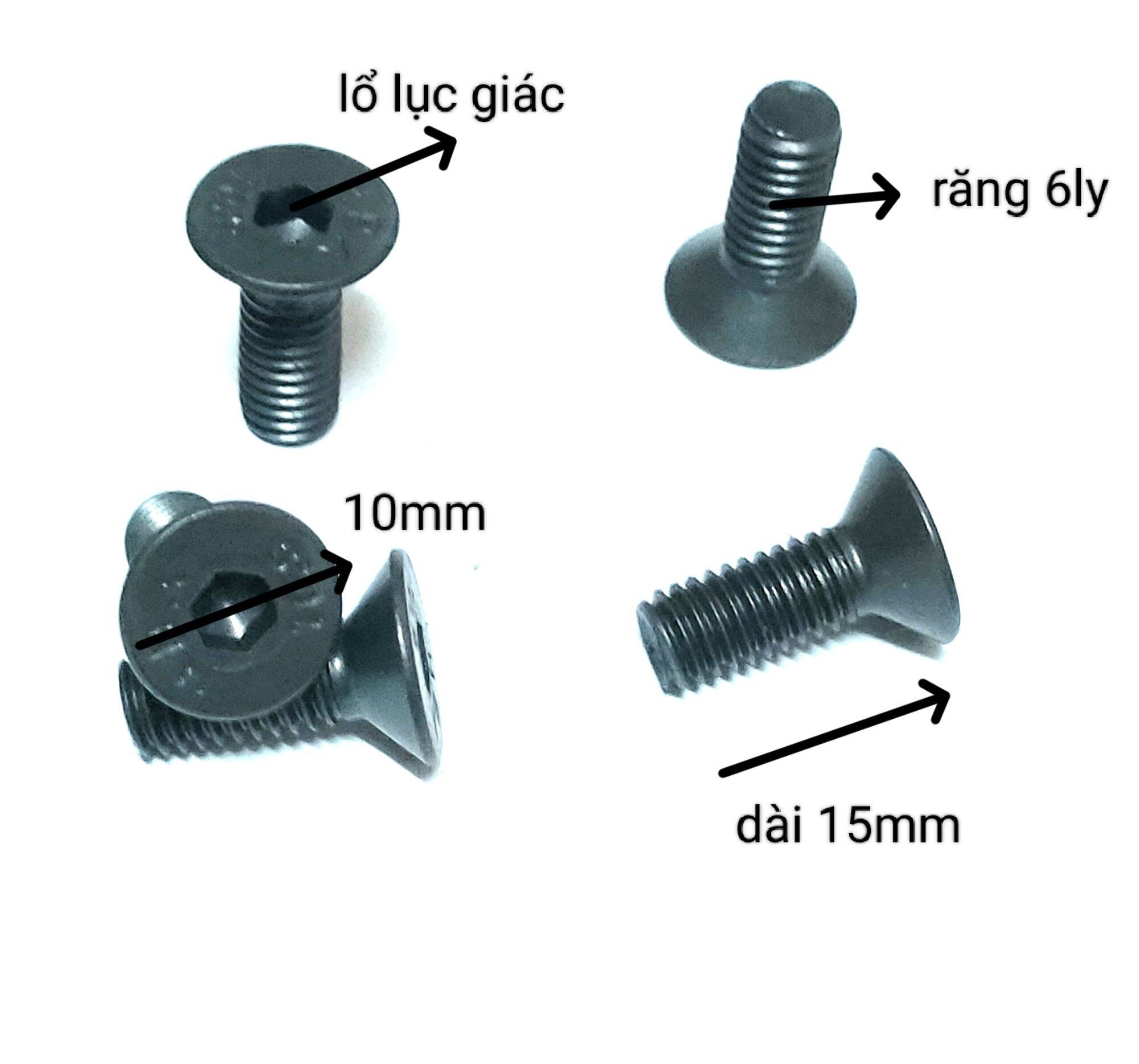 ỐC COL LỤC GIÁC ĐEN 5-6.LY x10.CON.. .
