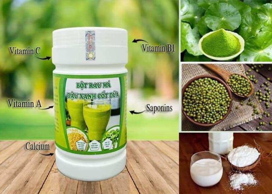 Bột rau má đậu xanh cốt dừa hộp 500gr tiện lợi