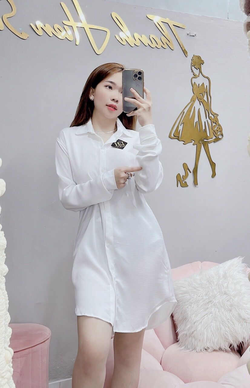 Áo sơmi trắng form dài sexy
