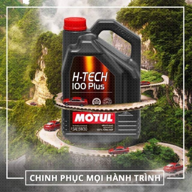 Nhớt tổng hợp 100% motul h-tech 5w30 100 plus api sp 4l cho ô tô, xe hơi, xe ga