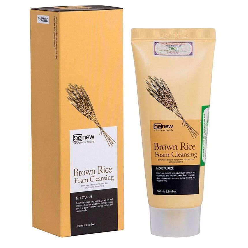 Hàng chính hãng- sữa rửa mặt gạo benew brown rice hàn quốc 100ml/hộp dưỡng trắng da, mềm mịn
