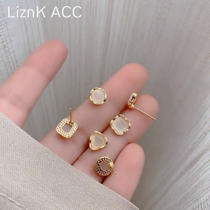 Set 3 đôi bông tai bạc S925 phong cách Hàn Quốc