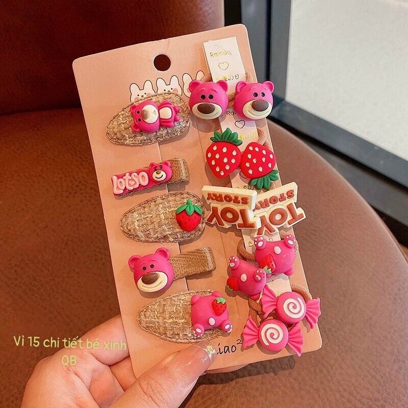 Set 15 kẹp và cột tóc dễ thương cho bé yêu