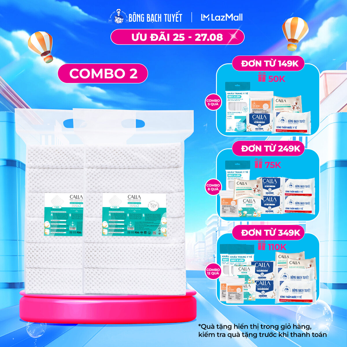 Combo 2 Túi Bông tẩy trang làm sạch da Bông Bạch Tuyết Calla Sạch Sâu