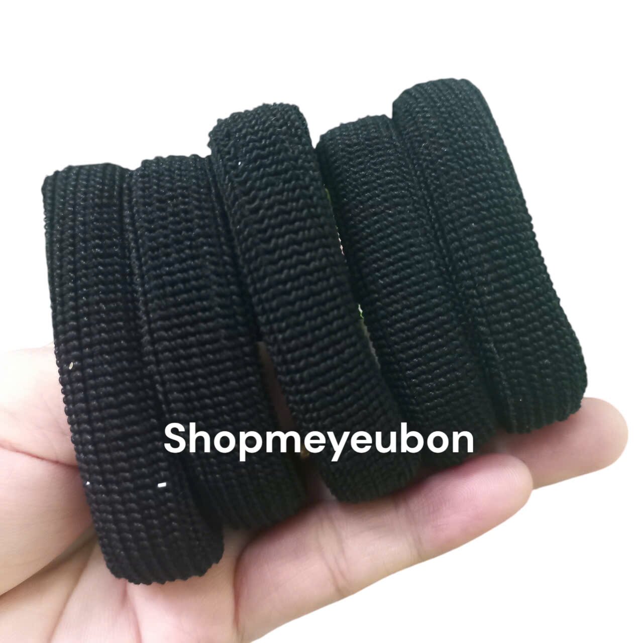 Túi 10 Thun cột tóc màu đen (bản 1.2cm-1.5cm)