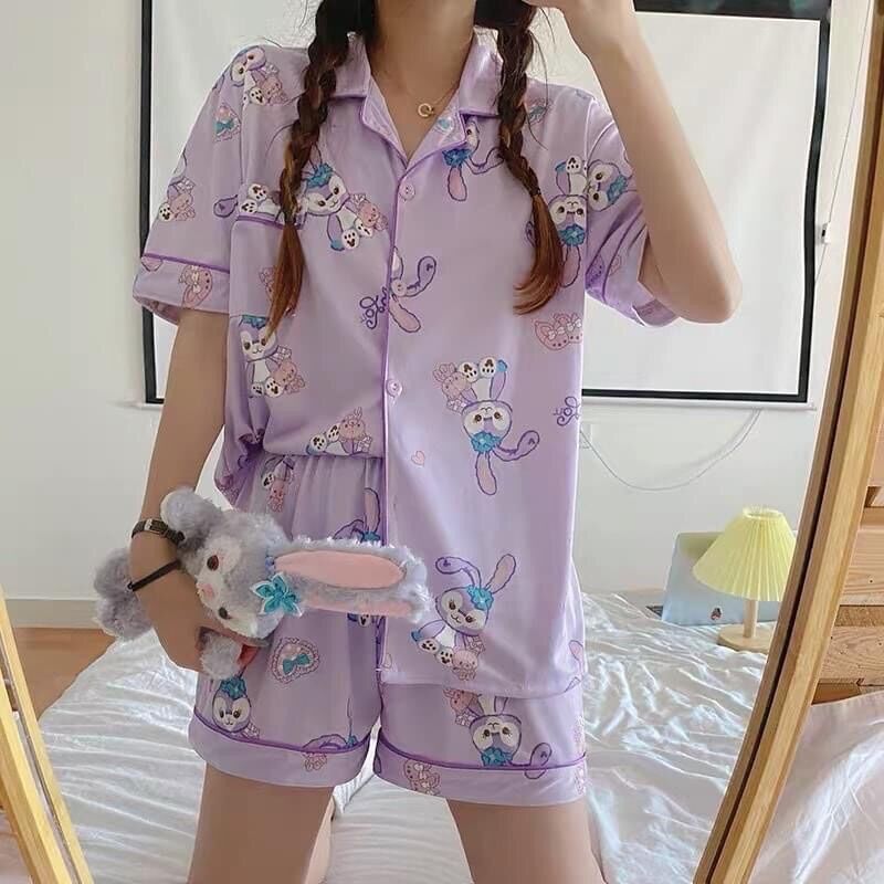 Bộ ngủ pizama cộc tay kate lụa loại 1 yêu luôn