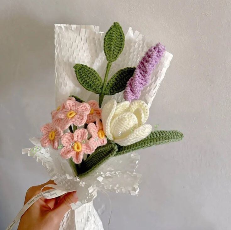 hoa bó bằng len handmade