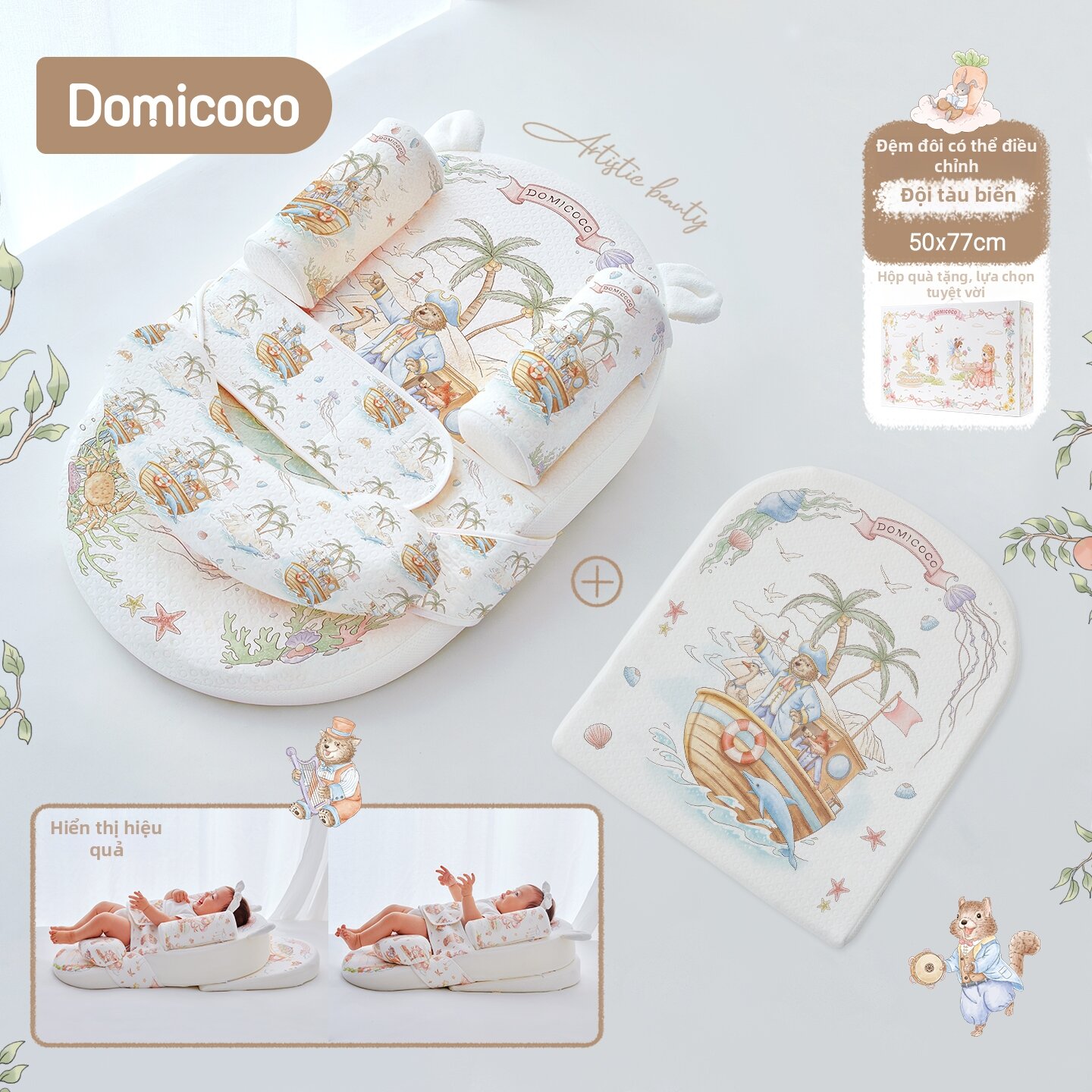 Domicoco | Gối Cho Bé Sơ Sinh Chống Trào Ngược