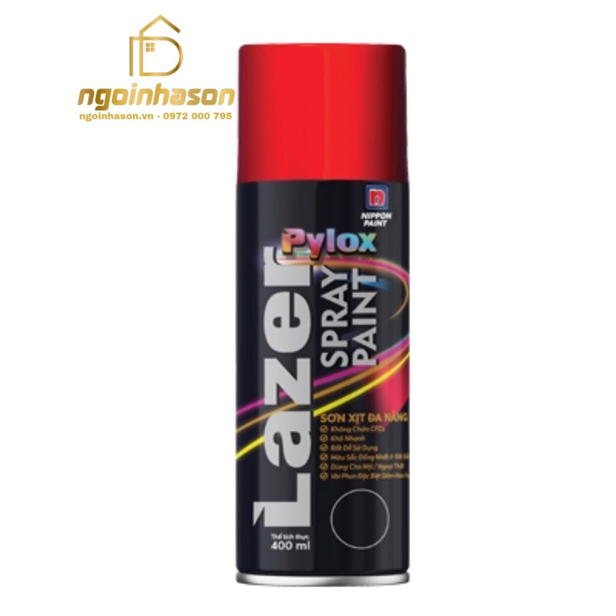 Sơn xịt đa năng Pylox Lazer màu đỏ - Red Nippon paint -400ML