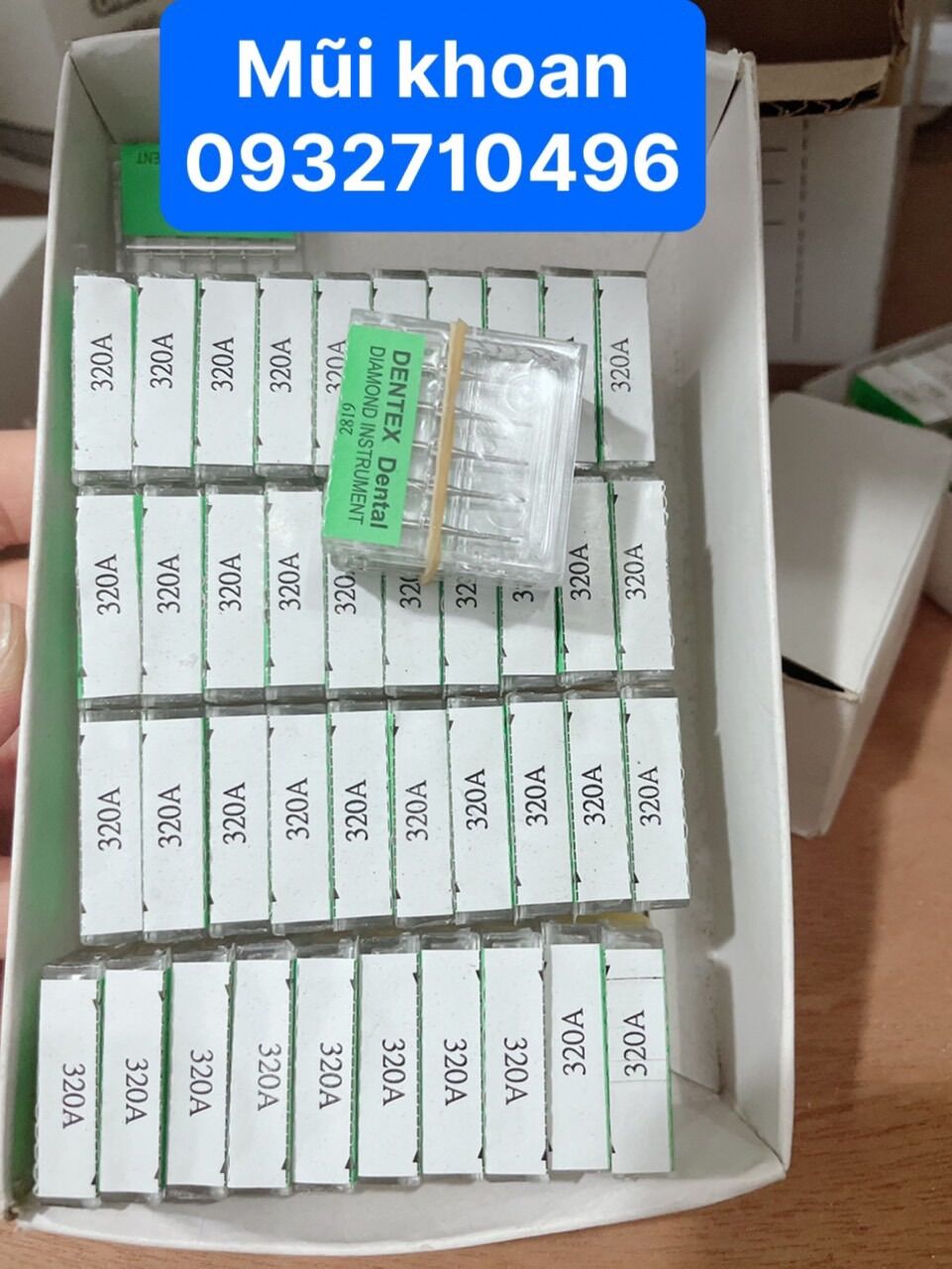 Mũi khoan dentex 320a . mũi khoan nha khoa . mũi mài răng. xuất xứ: đài loan quy cách: hộp 5 mũi