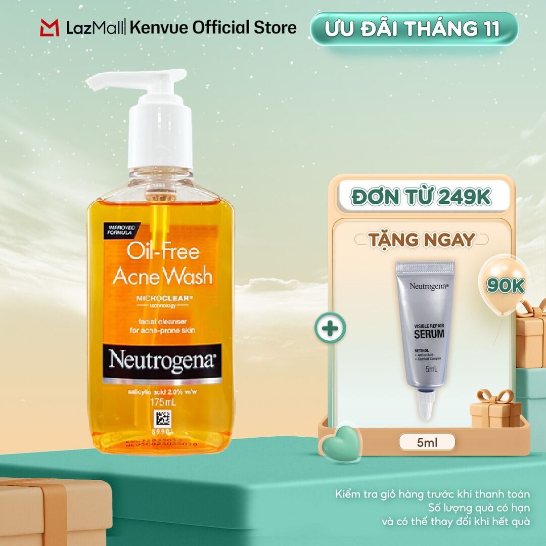 Sữa rửa mặt cho DA DẦU MỤN Neutrogena Oil-Free Acne Wash 175ml