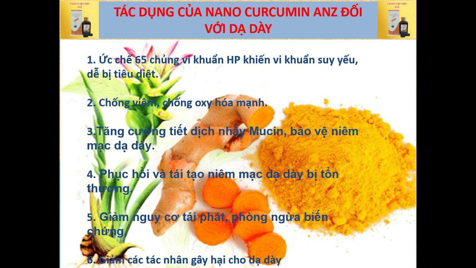 Nano Curcumin dạng dung dịch lo 30ml (hỗ trợ điều trị viêm loét dạ dày tá tràng)